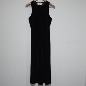 VTG Y2K 90s Marian & Maral Black Velvet Sleeveless Maxi Dress Gothic Witch Med